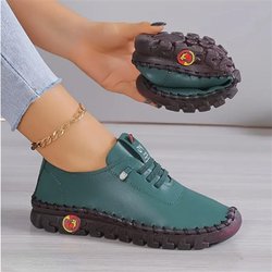 Einfarbige Freizeit-Sneaker für Damen, rutschfeste, atmungsaktive, weiche Low-Top-Sneaker zum Schnüren, vielseitige, bequeme Alltagsschuhe 40 grün