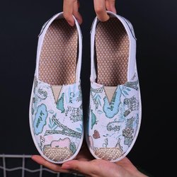 Stoffschuhe, alte Peking-Stoffschuhe, weiblich, ein Fuß, Steigbügel, faule Person, Schuhe mit flachem Boden, atmungsaktive Segeltuchschuhe 36