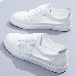 Sommer kleine weiße Schuhe weibliche dünne lässige flache Schuhe Mesh Schuhe atmungsaktive Mesh-Oberfläche Turnschuhe für Frauen 39 grau/weiß