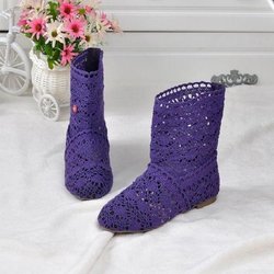 Spitze Hohl Stiefel Schuhe Atmungsaktiv Stricken Linie Mesh Koreanische Hohe Sommer Frauen Stiefel Knie Hohe Damen Schuhe 40 violett