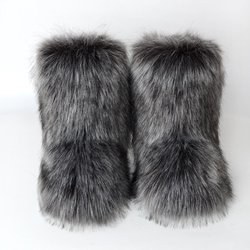 Frauen Neue Winter Pelz Einteilige Nachahmung Waschbären Pelz Warme Schnee Stiefel Pelzigen Schuhe Outdoor Stiefel 40 grau