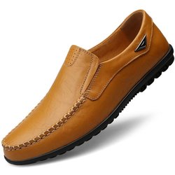 Mann Freizeitschuhe Echtes Leder Männer Mokassin Schuhe Mode Leder 40 gelb