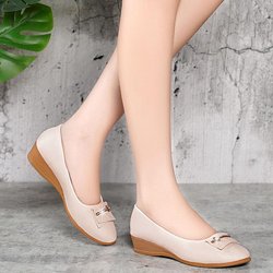 Arbeitsschuhe Damenschuhe mit weicher Sohle, Keilabsatz, Lederschuhe, ein Pedal, einzelne Lederschuhe, elegantes Design, hohe Absätze, leicht und bequem 36