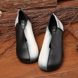 Handgemachte Vintage Flats Damen Loafers Sommer Echtleder Fahrschuhe für Frauen Zweifarbige Mokassins Damen 38