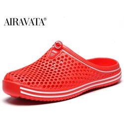 Sommer Clogs Hausschuhe Mode Männer und Frauen Garten Freizeit Schuhe rutschfeste Hausschuhe Strand Sandalen 39 rot