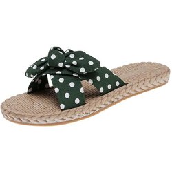 Hausschuhe Frauen tragen koreanische Home Bad Hausschuhe Sommer Sandalen Hausschuhe modische Welle Punkt flache Strandschuhe 36 grün