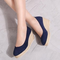 Prinzessin Kate ‚S Same Wildleder Keil Einzelne Schuhe Frauen ‚S Shallow Mouth Espadrilles Frühling Und Herbst Neue Sandalen High Heels 40