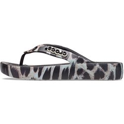 Crocs Classic Cloud Flip Flops Women Footwear Black Leopard-Print 207845-0CU