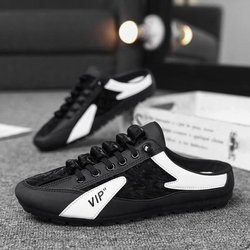 Herren Hausschuhe Sommer Casual Slip-On Pantoletten Leichte Atmungsaktive Wanderschuhe Faule Bequeme Slip-On Halbe Hausschuhe Flache Hausschuhe Lässige Hausschuhe 43 schwarz