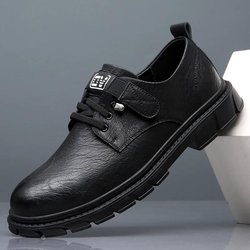 Herren Oxfords Atmungsaktive Leder Flats Formelle Abendschuhe im britischen Stil Modische Luxus-Freizeitschuhe Low Top Sneakers 44 schwarz