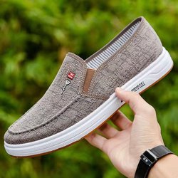 Herrenschuhe aus altem Peking-Stoff, flach, rutschfest, Arbeitsschuhe, atmungsaktive Segeltuchschuhe mit Sehnensohle, Freizeitschuhe für Vater und Ehemann 39 kaffeebraun