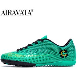 Größe 31-48 Herren Fußballschuhe Kinder Sport Fußballschuhe FG/TF Gras Anti-Rutsch Trainingsstollen Fußball Futsal Sneaker Schuhe 34 grün/gold