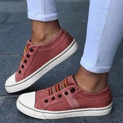 2024 Neue Mode Vielseitig Bequeme und leichte Outdoor-Sportarten Einfarbig Flache Unterseite Atmungsaktive Außenbekleidung Rutschfeste Casual Canvas-Schuhe 43.0 rot