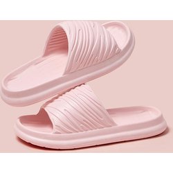 Lucyever 2024 Sommer Weiche Wolken Hausschuhe Damen Leicht Anti-Rutsch Flache Pantoletten Frau Bequeme Eva Plateau Sandalen Weiblich 38-39 rosa