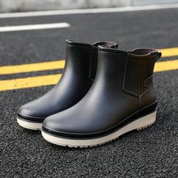 WTEMPO Mode Regenschuhe frauen Im Freien Einfarbig Wasserdichte Kurze Röhre Anti Slip und Geruch Gummi Schuhe Dropshipping Großhandel 37 schwarz