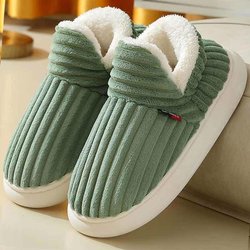 2024 Winter Rutschfeste Baumwollpantoffeln: Herren- & Damen Dicksohlige Warme Schuhe für Drinnen/Draußen 44-45 (fits 43-44)