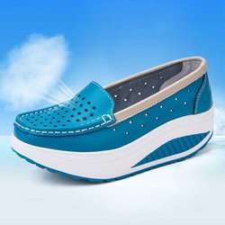 Atmungsaktive Damen-Schuhe aus Leder, Swing-Schuhe, Plattform, Krankenschwester-Arbeitsschuhe 40 blau