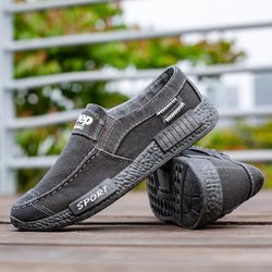 Herren Segeltuchschuhe, niedrige Arbeitsschuhe, lässig, alte Deodorant-Schuhe aus Peking-Stoff, weiche Unterseite, weiche Oberfläche, rutschfeste Freizeitschuhe, Freizeitschuhe, Papa-Schuhe 39 grau