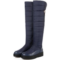 Daunen warme Plüsch hohe Schneestiefel Frauen 2024 Winterschuhe Plattform Damen Overknee-Stiefel Damenmode Pelz wasserdichte Schuhe 44 blau
