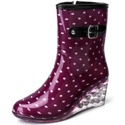 Damen-Regenstiefel mit Schnalle und seitlichem Reißverschluss und hohem Absatz, rutschfest, Übergröße, bedruckt, lässige Wasserschuhe 36