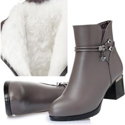 Winter Wolle Damen Stiefel Echtes Leder Schneestiefel Slope mit dicken warmen Stiefeletten Damenstiefel Plus Size 41 graue