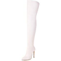 Mode Overknee Stiefel Damenschuhe Sexy Fashion Overknee Stiefel Rot Schwarz Weiß Nachtclub Tanz Damenschuhe Große Größe 45 48 42 weiß