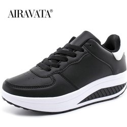 Frauen Mode Atmungsaktive Pu Shake Schuhe Casual Plattform Fitness Schuhe Jogging Walking Turnschuhe 37 weiß/schwarz