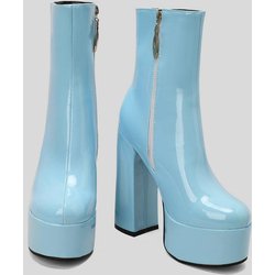 Damen Stiefeletten mit Plateausohle und hohem Absatz, kurze Stiefel 38 blau