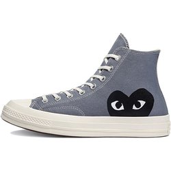Comme des Garçons PLAY x Converse Chuck 70 High Steel Gray Unisex-Sneaker Grau Egret Schwarz 171847C 35