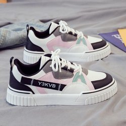 Frühling Kleine Weiße Schuhe Damen Vielseitige Athleisure Schuhe Board Schuhe Sommer Trend Net Rote Schuhe Flache Schuhe 40 rosa/schwarz