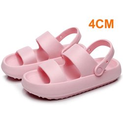 Sommer Dicken Boden Wolke Hausschuhe Frauen Komfort Weiche Sohle Plattform Sandalen Frau Im Freien Nicht-slip Strand Slides Flip-Flops 40-41 rosa