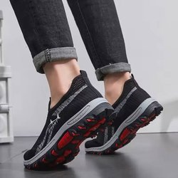 Sommer Mesh Herrenschuhe Leichte Sneaker Herren Mode Lässige Walking Schuhe Atmungsaktive Herren Slipper 42 schwarz