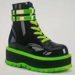Modische, bunte Stiefeletten für Damen, Punk-Lacklederstiefel, Plateaustiefel, sexy Damenstiefel, Wintermode, Damenschuhe, Gothic-Damenschuhe 42 grün