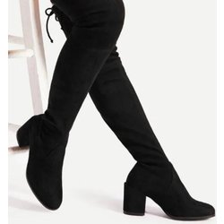 Mode Herbst und Winter Overknee Oberschenkelhohe Stiefel Warme Fleece Wildleder Elastische Stiefel Übergröße 40-43 Damenstiefel Botas Femininas2024 40 schwarz