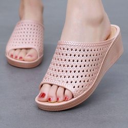 Sommer High Heels Plattform Hausschuhe Frauen Casual Außerhalb Tragen Hause Täglichen Badezimmer Rutschfeste Strand Schuhe 40 gold