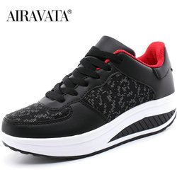 Frauen Mode Atmungsaktive Pu Shake Schuhe Casual Plattform Fitness Schuhe Jogging Walking Turnschuhe 39 rot/schwarz