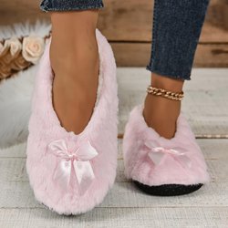 Gemütliche, atmungsaktive, warme Hausschuhe für den Innenbereich, flauschiges Kunstfell, weiche Sohle, Barfußgefühl, rutschfeste, mit Plüsch gefütterte Bodenschuhe 38-40 rosa