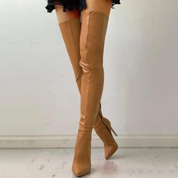 Herbst/Winter Damenstiefel Spitz Seitlicher Reißverschluss Schlanke High Heels Große Overknee-Stiefel Damenstiefel Plateaustiefel Damenschuhe 44
