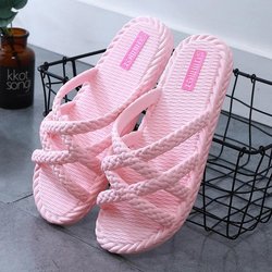 Sommerpantoffeln für Damen mit weicher Unterseite, stumm, rutschfest, für den Innenbereich, große Deodorant-Hausschuhe für Paare 40-41 rosa