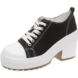 Frauen Leinwand Casual Sneakers Frau Sommer Plattform Heels Wedges Schuhe zunehmende Damen vulkanisierte Schuhe 36 schwarz