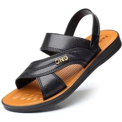 Sommer Herrensandalen rutschfeste wasserdichte Strandschuhe weiche Unterseite verschleißfeste Hausschuhe Außenschuhe Sandalen Badeschuhe Flip-Flops 40 schwarz