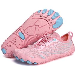 Barfußschuhe fürs Fitnessstudio, Damen und Herren, Pro-Wasserschuhe, Barfuß-Wanderschuhe, breite Zehenpartie, rutschfeste, atmungsaktive Zero-Drop-Schuhe 38 rosa