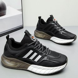 WTEMPO Sommer-Sneaker für Herren, leicht, atmungsaktiv, Mesh, Sportschuhe, rutschfest, weicher Boden, Freizeitschuhe, stoßdämpfende Laufschuhe 43 schwarz