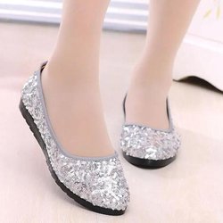 Alte Peking-Stoffschuhe, modische Pailletten, flache Damen-Einzelschuhe, weiche Sohle, Mutterschuhe, Pedal, faule Schuhe 40 silber