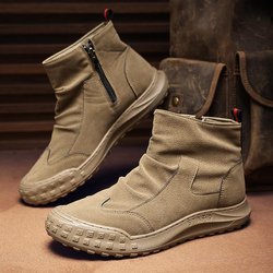 Wasserdichte, schmutzabweisende Retro-Arbeitsstiefel aus Wildleder für Herren für Herbst und Winter 43 khaki