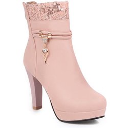 2023 mode High Heels Frau Booties Spitze Design Prinzessin Plattform Party Hochzeit Frauen Schuhe Weiß Schwarz Stiefeletten Winter 38