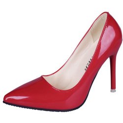 Damenschuhe Spitzschuh Pumps Lackleder High Heels Hochzeitsschuhe mit Absatz Zapatos Mujer Damenpumps 35 rot