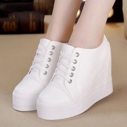 Damen Freizeitschuhe mit Keilabsatz, Plateau, versteckter Absatz, bequeme Damen-Sneaker, Damenschuhe in Übergröße 38