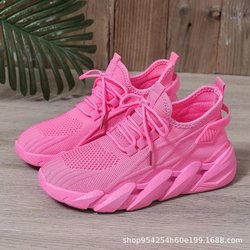 Laufschuhe, Damen Freizeitsportschuhe mit weicher Sohle, Atmungsaktive Einzelne Schuhe, Fliegengewebte Mesh-Schuhe, Sportschuhe 38 hellrosa