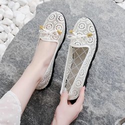 Sommer Damenschuhe Stoffschuhe Damen Atmungsaktive Mesh-Schuhe Einzelschuhe 40 weiß